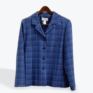 Vintage Pendleton Wool Blue Plaid Blazer Size 14